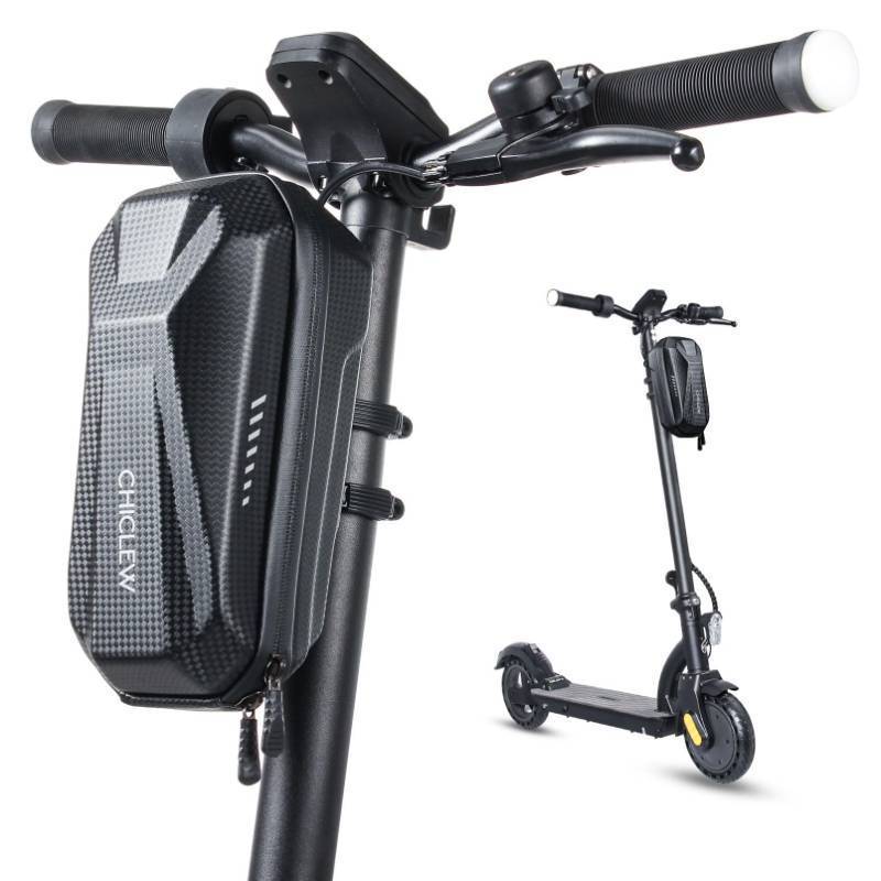 lot 1580 image: CHICLEW Portable Electric Scooter Bag, Quick Release Scooter Storage Bag with 2L Large Capacity, Waterproof Scooter Front Handlebar Bag for Carrying Phone, Wallet, Charger Tools, Repair Tools - Retail $23