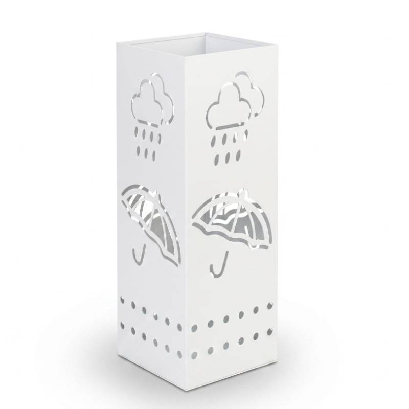 lot 1691 image: BEWBBAT Metal Umbrella Stand for Entryway, 6 x 6 x 17 Inch White Square Umbrella Organizer Bin, Free Standing Umbrella Holder,Walking Sticks, Home Office Decor&nbsp