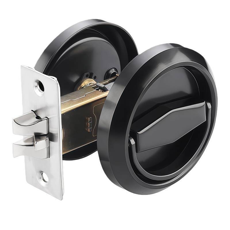 lot 1758 image: Round Hidden Recessed Cup Door Lock, 304 Stainless Steel Doorknobs, Latch Knob for Privacy Pocket Doors, Door Locker, Flat Door Knob Passage Lock - Retail $24