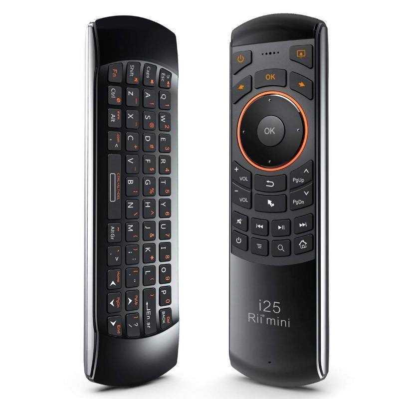 lot 1812 image: Rii Mini i25 Multifunction Portable 3 in 1 2.4GHz Wireless Fly Mouse Keyboard and Remote Control with Rechargeable Li-ion Battery for PC, Laptops, Linux, Android Tv Boxs, Windows, Windows, IPTV - Retail $19