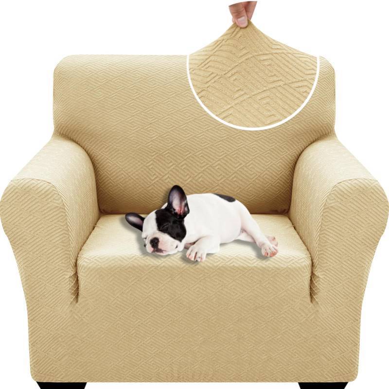 lot 1860 image: XINEAGE 2026 New Stretch Armchair Covers 1 Piece Chair Slipcovers Chair Protector for Living Room Thick Soft Chair Cover with Elastic Bottom Couch Cover for Pets Kids (31-46, Light Gray) - Retail $18