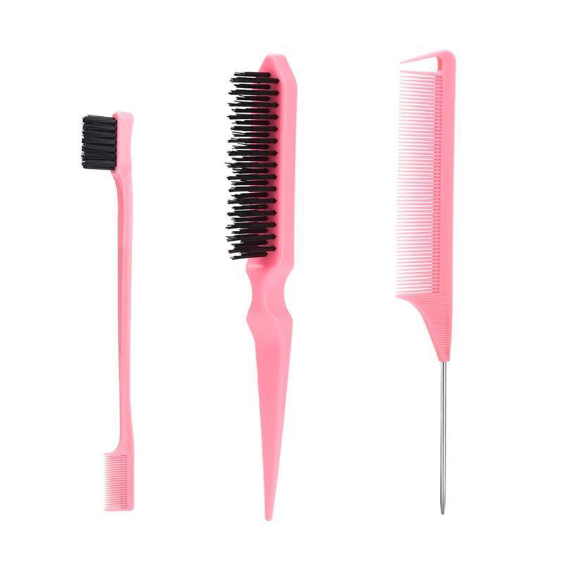 lot 1872 image: SWEET VIEW 3 Pcs Slick Back Hair Brush, Rat Tail Comb, Edge  Bristle Brush, Hair Accessories for Girls, Kids, Toddlers Sleek PonytailBun, Edge Control and Smoothing Baby Hair &amp Flyaways&nbsp