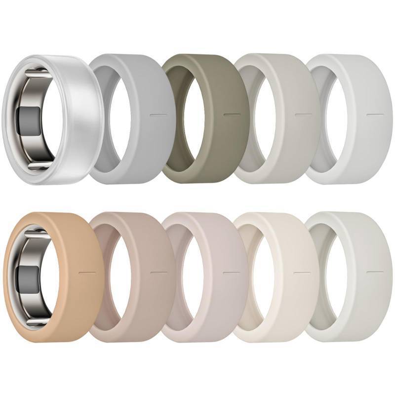 lot 1889 image: sylacor 10 Pack Ring Cover Compatible with Oura Ring Gen 4Ceramic, Oura Ring Gen 3, Anti-Scratch Elastic Silicone Oura Ring Protector Case for Men Women Working Out Gym (10Collors-4, S (678910))&nbsp