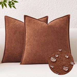 lot 2501 image: Kevin Textile Waterproof Decorative Pillow Covers Rust 22x22 Inch Pack of 2 Soft Boucle Textured Euro Pillowcases Elegant Accent Pillows for Couch Sofa Chair Bed Home Decor Indoor Outdoor - Retail $24