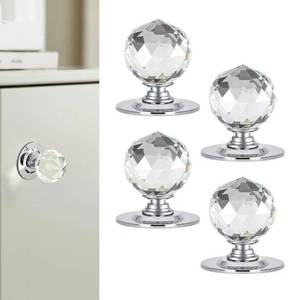 lot 2506 image: CoreFunc 1-35 Inch Round Clear Crystal Self Adhesive Knobs 40mm Ball Cabinet Handles for Drawers Mirrors Cupboards Glass Sliding Doors Windows Staircase Corner Decor Peel and Stick Pulls (4, Silver) - Retail $36