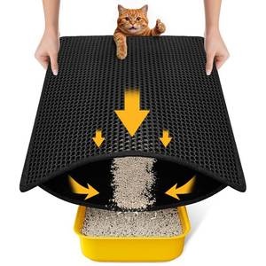 lot 2510 image: Cat Litter Mat Compact Size 23.6x14.6 for Small Spaces, Upgrade Waterproof Leakproof Back Layer, Honeycomb Trapping Mat, Washable, Easy to Clean, Scatter Control Kitty Litter Matt, Black&nbsp