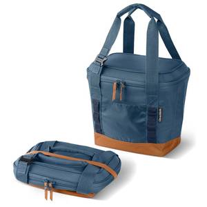 lot 2516 image: CleverMade Pacifica Collapsible Cooler Bag Small Portable Cooler Bag for Travel, Foldable Insulated Cooler for Beach, Picnic &amp Road Trips, Holds Up to 18 Cans, Leakproof Soft Carry Cooler - Ocean - Retail $30