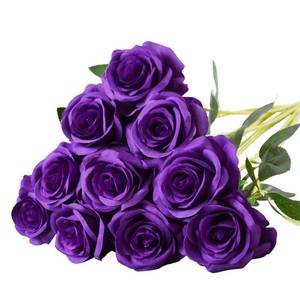 lot 2526 image: 10 Pcs Purple Rose Artificial Flower, Faux Silk Flowers With Long Stems, Fake Roses Bulk Bouquet for Decoration Valentines Day Centerpieces Proposal Bridal Bouquets Shower Party Home Floral Decor - Retail $17