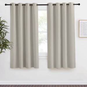 lot 2529 image: NICETOWN Blackout Natural Curtain for Living Room, 1 Panel, W55 x L68, Thermal Insulated Solid Grommet Sound Reducing Energy Saving Window Drape for BedroomDining Room - Retail $18