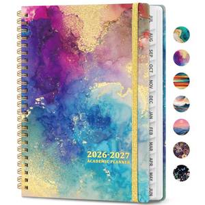 lot 2554 image: Academic Planner 2026-2027, Weekly and Monthly Calendar Book, July 2026 June 2027, Hardcover Planner with Tabs, Perfect for Teachers, Students, Women &amp Men, A5 (6.4 x 8.5) - Gold
