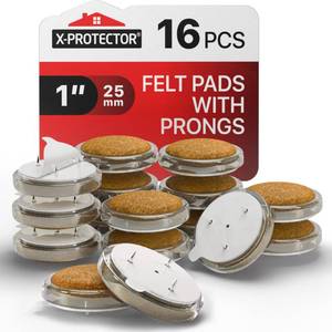lot 2560 image: X-Protector Nail On Chair Leg Pads - 16 PCS 1 - Felt Chair Leg Floor Protectors - Nail in Felt Furniture Pads for Hardwood Floors - Premium Floor Protectors for Chairs - Protect Hard Surfaces - Retail $15