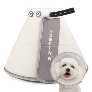 lot 2568 image: Soft Dog Cone Collar Alternative, Comfortable Elizabethan Dog Neck Pillow Cone for Medium Dogs (Maltese Bichon), Protective Adjustable Head Recovery Cone After Surgery Anti Licking - Retail $20