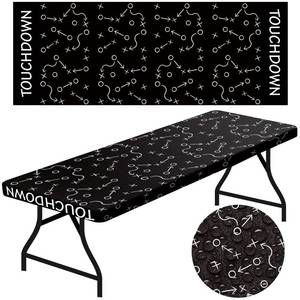lot 2569 image: Oudain 6 ft Fitted Football Table Cover Football Formation Tactics Tablecover Soccer Tablecloth for 6 Foot Rectangle Table Elastic Edged Waterproof Fitted Tablecloth for Outdoor Patio Sports Party - Retail $12