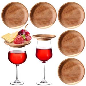 lot 2577 image: Mumufy 8 Pcs 4 Acacia Wood Wine Glass Charcuterie Topper Wine Glass Covers to Keep Bugs out Mini Charcuterie Board for Housewarming Gifts Cheese Parties Family Gatherings Bars Restaurants - Retail $16