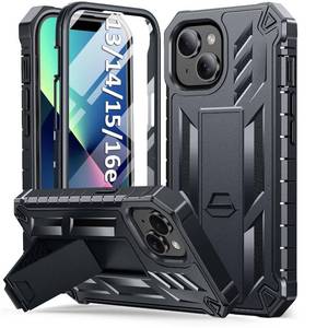 lot 2585 image: SOiOS for iPhone 131415 Phone Case for iPhone 16e Protective Cover with Built-in Kickstand  Heavy Duty Military Grade Hard Protection Shock Proof  Durable Dual-Layer Design Black - Retail $21