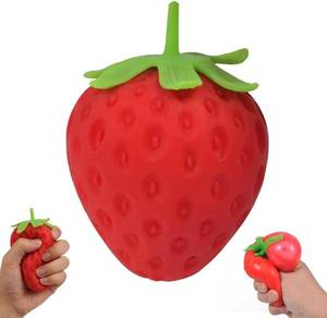 lot 2589 image: Strawberry Squishy, Realistic Strawberry Ball Relieve Stress and Anxiety,Party Favor Slow Rise Pressure Release Toy Desktop Decoration - Retail $13