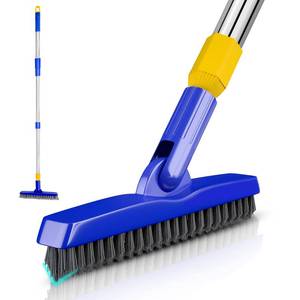 lot 2590 image: ITTAR Grout Brush with Long Adjustable Handle, Swivel Scrub Brush, V-Shape Grout Line Scrubber with Stiff Bristle for Deep Cleaning Tile Grout, Shower, Kitchen, Hard-to-Reach Corners - Retail $20