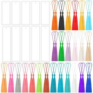 lot 2595 image: Caffox Bookmark Mold Kit with 100pcs Tassels and 10pcs Silicone Molds for Epoxy Resin Casting - Retail $10