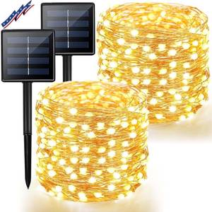 lot 2598 image: 2Pack Solar String Lights Outdoor, 80FT 200LED Solar Fairy Lights, Waterproof Copper Wire & 8 Modes, Solar Twinkle Light for Garden, Tree, Wedding, Christmas Decorations, Patio, Fence (Warm White) - Retail $14