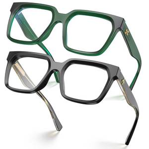 lot 2602 image: VISOONE 2 Pack Rectangle TR90 Blue Light Blocking Glasses Computer Eyewear with Preppy Look for Women and Men Cougar - Retail $26