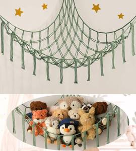 lot 2606 image: mirolam Stuffed Animal Hammock - Large Stuffed Animal Net Corner - Hanging Stuff Animal Storage Organizer For Plush Plushie Display Room Bedroom Boho Decor - Retail $12