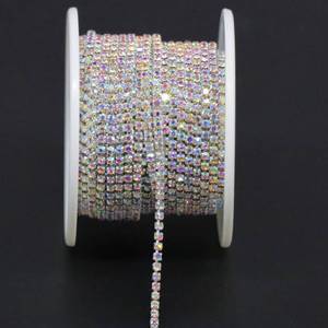 lot 2609 image: Jerler 10 Yards Crystal Rhinestone Trim SS6.52.0mm, AB Close Chain for Sewing Crafts Ideal Wedding Party Christmas DIY Decoration - Retail $14