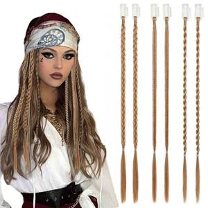 lot 2610 image: Meawaho 6PCS Braided Hair Extensions with Clip, Cool Braided Hair Snap Clip, Blonde Synthetic Braids, Hair Extensions Accessories for Women, Performance Halloween Dance Costume - Retail $10