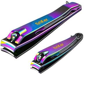 lot 2620 image: firiKer Nail Clipper Set, Sturdy Stainless Steel Fingernails &amp Toenails Clippers &amp Nail File, Sharp Effortless Fingernail Toenail Trimmer, Portable Nail Cutter for Women Men��Rainbow