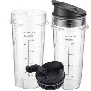 lot 2621 image: Qilantek Ninja Blender cups 16oz with To-Go Lids, Blender 16oz Cups Replacement Parts Compatible with Ninja QB3001SS BL660 BL770 BL780 BL740 BL810 Nutri Ninja Series Blender Cup - Retail $16