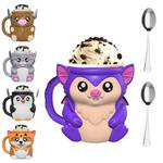 Highland Cow Ice Cream Pint Holder with Handle, Leak-Proof Ice Cream Container with Snack Drawer &amp; 2 Spoons, Cute Animal Design for Ben &amp; Jerrys, No Cold Hands, Reusable Gift Idea (purple bat) - Retail: $15