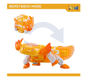 lot 109 image: 52TOYS BlowBack BB-63B Orange Transforming Robot Figure with Clear Container - Retail $25