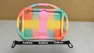 lot 110 image: IPad 10th Generation Silicone Protective Case with Handle, Strap and Kickstand - Retail $19