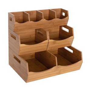 lot 128 image: Seville Classics 4-Piece Bamboo Stackable Storage Bin Organizer Set - Retail $45