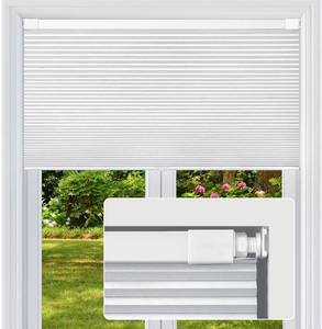 lot 142 image: No Drill No Tools Cordless Cellular Shades, Honeycomb Window Blinds, Light Blocking Cellular Shades for Window, White 32 12 W x 48 H - Retail $41