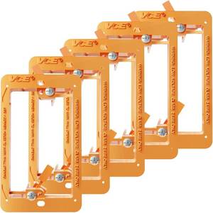 lot 151 image: VCE Low Voltage Mounting Bracket Single Gang Wall Plate, Flush Low Voltage Box for Network, HDMI, Coaxial, Speaker, Telephone Cables, Orange, 5 Pack - Retail $10