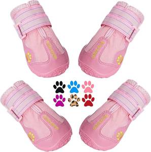 lot 155 image: Pink Performance Dog Boot Set of 4 Size 7, 63-75 lbs - Retail $30