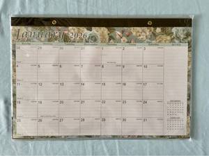 lot 168 image: Desk Calendar with Floral Design and Waterproof Cover, Jan 2026-Jun 2027 - Retail $0