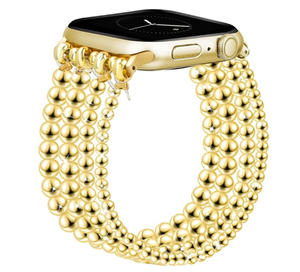lot 177 image: JR.DM Gold Beaded Bracelet Bands Compatible with Apple Watch 40mm 42mm(S1011) 41mm 38mm - Retail $15