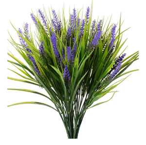 lot 184 image: Artificial Lavender and Grass Bundle, 12 individual stems - Retail $18