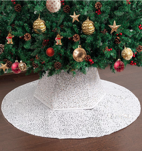 lot 221 image: Mr. Pen- Silver Sequin Christmas Tree Skirt and Tree Collar, 48 Inch Base Cover, 24.8 Inch Foldable Sparkling Sequin Trees Skirt Collar, Silver Sequin Tree Skirt, Christmas Skirt Tree - Retail $15