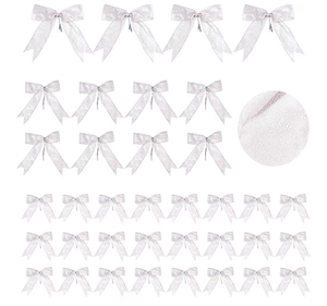 lot 227 image: Christmas Bow Decorations Set - 36 Pieces Glitter Ribbon Bows - Retail $0