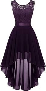 lot 240 image: BeryLove Wedding Guest Formal Cocktail Dresses Prom Party Lace High Low Bridesmaid Elegant Dress, 2XL - Retail $50