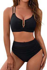lot 242 image: (Top Only) BMJL Womens Cutout Crisscross Ruched Bathing Suit Top, Medium - Retail $0