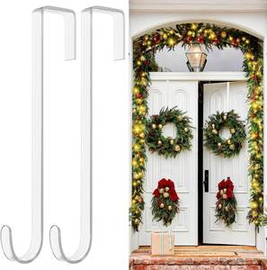 lot 249 image: Set of 2 Clear Acrylic Over-the-Door Wreath Hangers, 14 inch - Retail $8