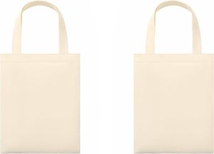 lot 258 image: Pair of Plain Canvas Tote Bags with Handles, 11 x 14 inches - Retail $0