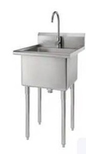 lot 60852 image: TRINITY 24-in x 21.5-in 1 -Basin 304 Grade Stainless Steel Freestanding Utility tub with Drain with Faucet