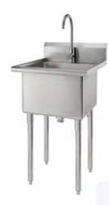 lot 60853 image: TRINITY 24-in x 21.5-in 1 -Basin 304 Grade Stainless Steel Freestanding Utility tub with Drain with Faucet