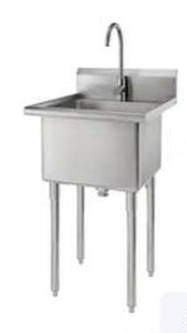 lot 60854 image: TRINITY 24-in x 21.5-in 1 -Basin 304 Grade Stainless Steel Freestanding Utility tub with Drain with Faucet