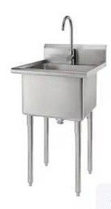 lot 60855 image: TRINITY 24-in x 21.5-in 1 -Basin 304 Grade Stainless Steel Freestanding Utility tub with Drain with Faucet