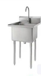 lot 60858 image: TRINITY 24-in x 21.5-in 1 -Basin 304 Grade Stainless Steel Freestanding Utility tub with Drain with Faucet